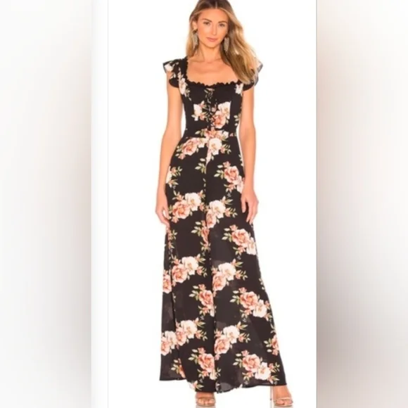 Revolve Likely Marlena Jumpsuit in Black Multi floral like new size 2 - Picture 3 of 10